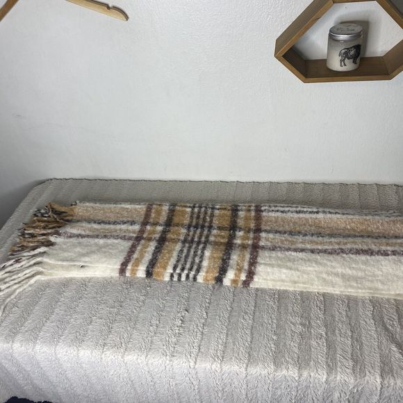 Quagga Tan Brown Plaid Soft Blanket Scarf - Picture 4 of 11